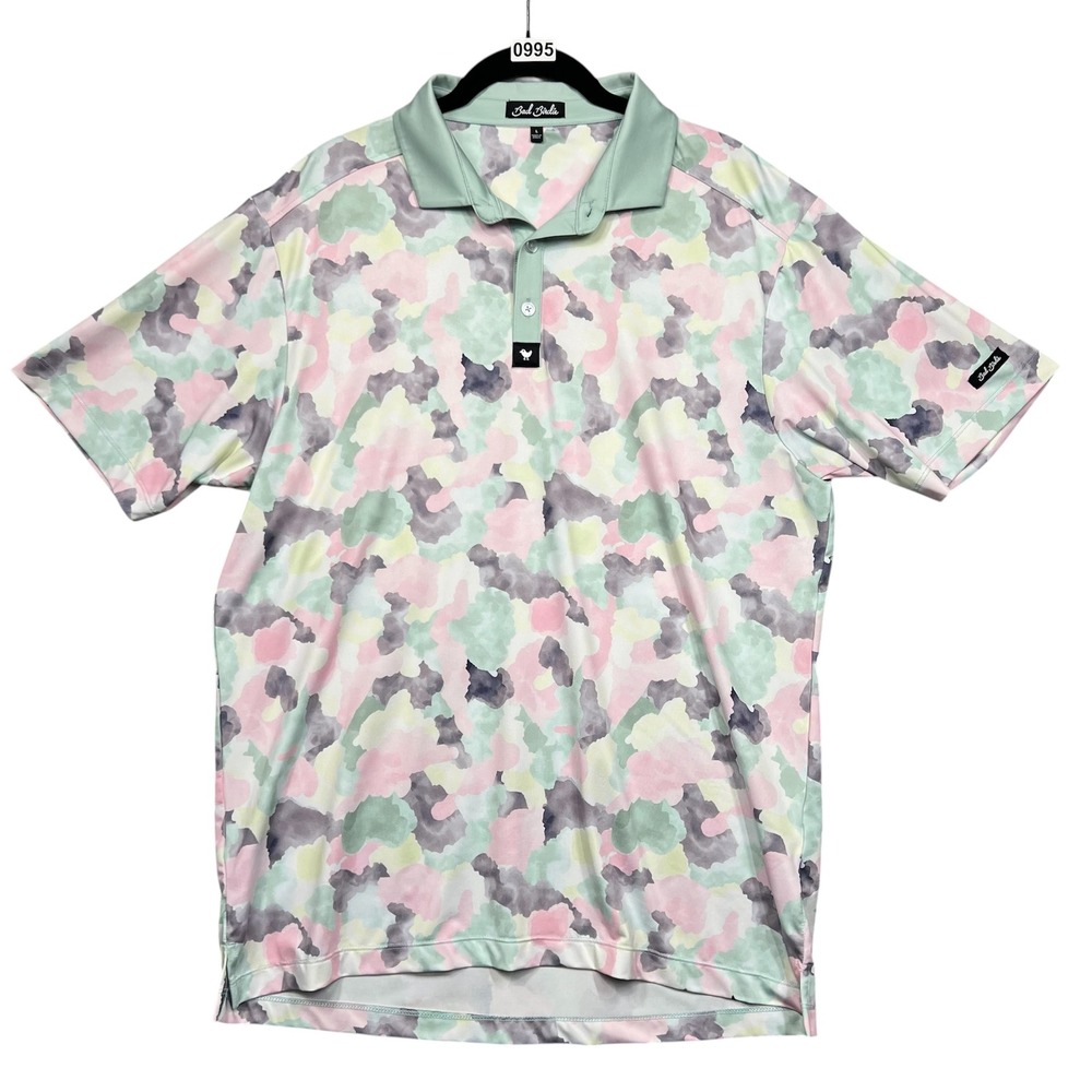 Bad Birdie Polo Shirt Mens Large Mirage Oasis Golf Stretch Resort Preppy